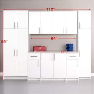 Elite 9-Piece Composite Garage Storage System in White (112 in. W x 89 in. H x 24 in. D)