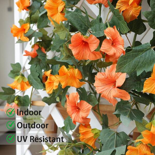 y.flower商品 2.4 in Artificial Orange Morning Glory Silk Flowers Garland UV