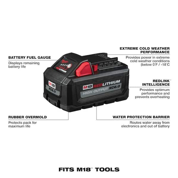 Milwaukee M18 18V Lithium-Ion Cordless Rocket Dual Power Tower Light w/(2) High Output 6.0 Ah Batteries and (1) 8.0 Ah Battery