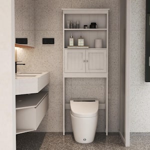 25.98 in. W x 69.92 in. H x 9.05 in. D White Over-the-Toilet Storage with 2 Doors