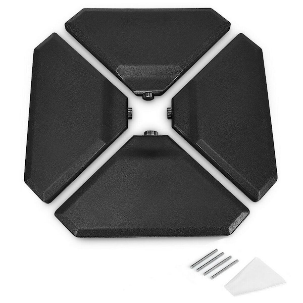 4-Pieces Patio Cantilever Offset Umbrella Base Sand Patio Umbrella Base /Water Filled in Black