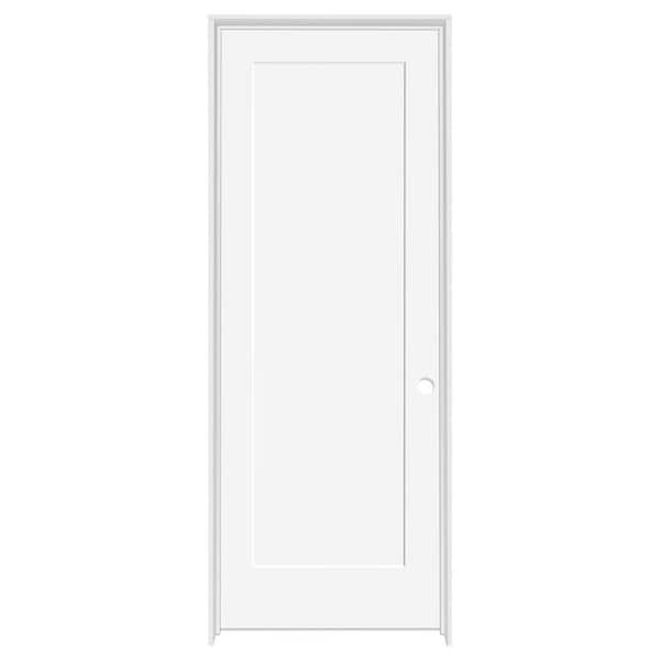 Steves & Sons 24 in. x 80 in. 1-Panel Shaker White Primed Left Hand Solid Core Wood Single Prehung Interior Door with Nickel Hinges