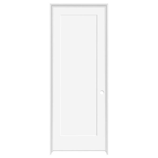 Steves & Sons 36 in. x 80 in. 1-Panel Shaker White Primed Left Hand Solid Core Wood Single Prehung Interior Door with Bronze Hinges