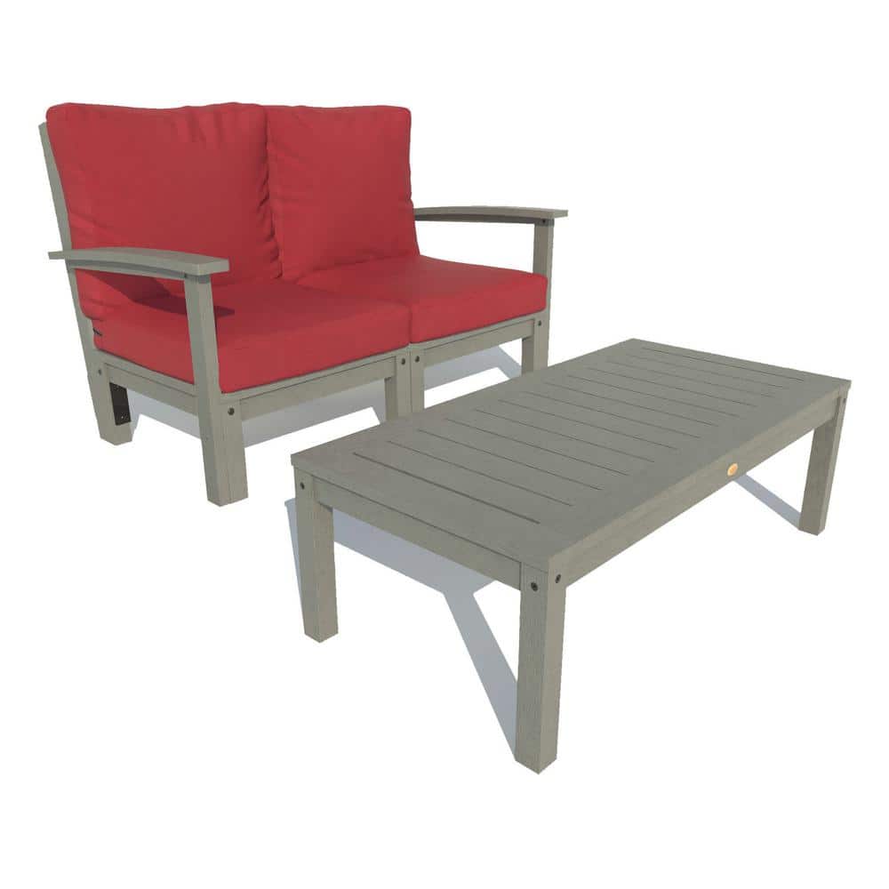 Bespoke Deep Seating 2-Piece Plastic Outdoor Loveseat and Conversation Table with Cushions