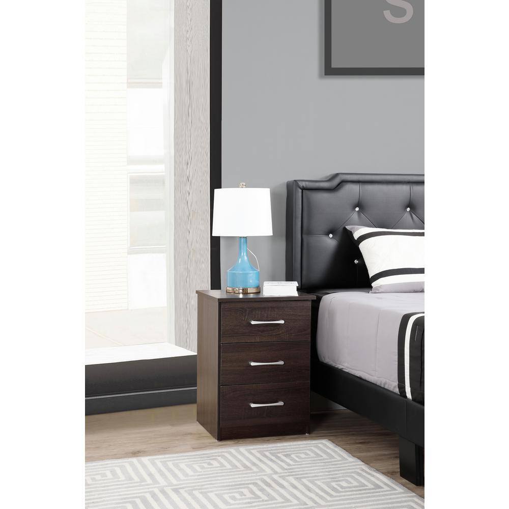 Boston 3-Drawer Wenge Nightstand (24 in. H x 18 in. W x 16 in. D)