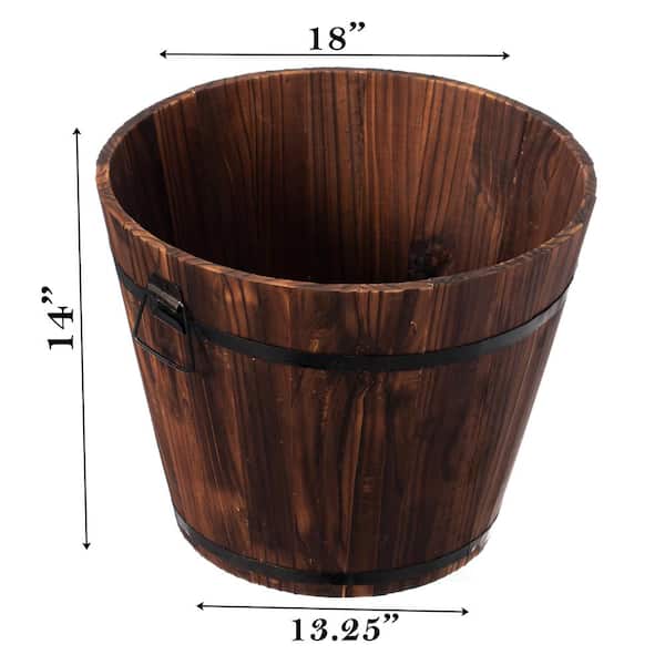 Gardenised Rustic Wooden Whiskey Barrel Planter with Durable Medal ...