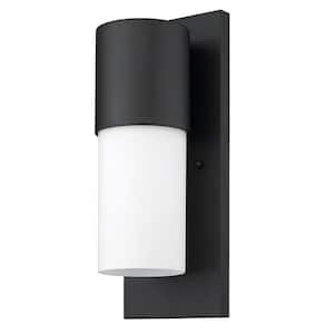 Cooper 1-Light Matte Black Outdoor Wall Lantern Sconce With Frosted Glass
