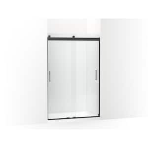 Levity 44-48 in.W x 74 in. H Sliding Frameless Shower Door in Matte Black with Crystal Clear Glass