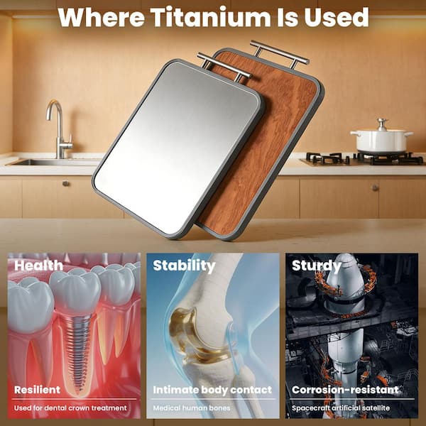 Dura 16.5 in. x 11.8 in. Non-Slip Cutting Board-Titanium and Ebony Wood with TPR Sustainable, Ideal for Daily Chopping