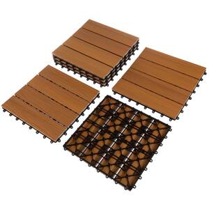 1 ft. W x 1 ft. L 6 Patio Tiles Woodgrain Wood/Polypropylene Interlocking Deck Tile Flooring in Brown