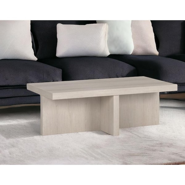 HomeRoots 44 in. Light Gray Rectangle Wood Coffee Table