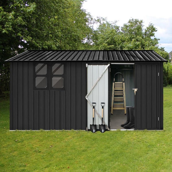 10 ft. W x 12 ft. D Metal Tool Shed with Lockable Doors and Window