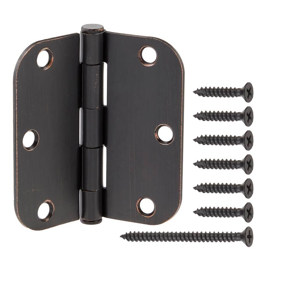 3-1/2 in. x 5/8 in. Radius Oil-Rubbed Bronze Squeak-Free Door Hinge