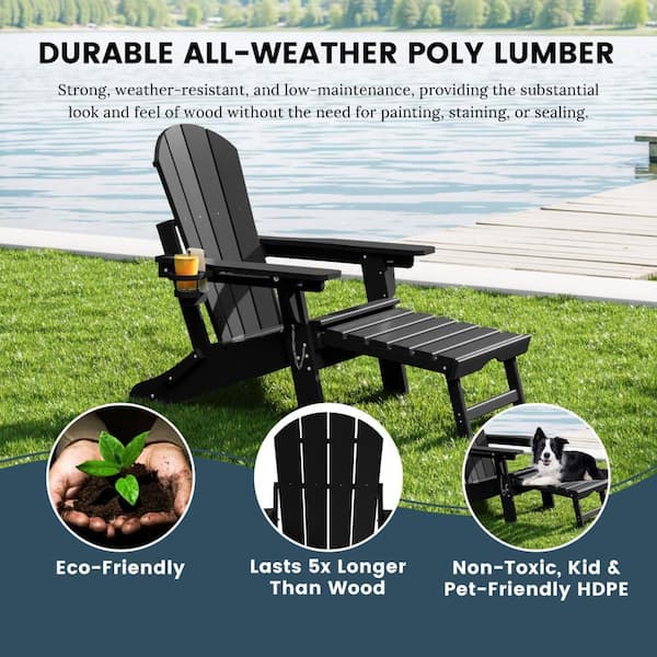 WESTIN OUTDOOR Laguna Black Outdoor Folding Adjustable Plastic