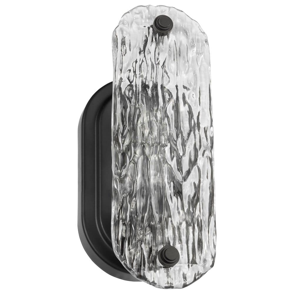 Glacier 4.375 in. 1-Light Matte Black Vanity Light with Ice Glass Shade price history on PriceWatchPro