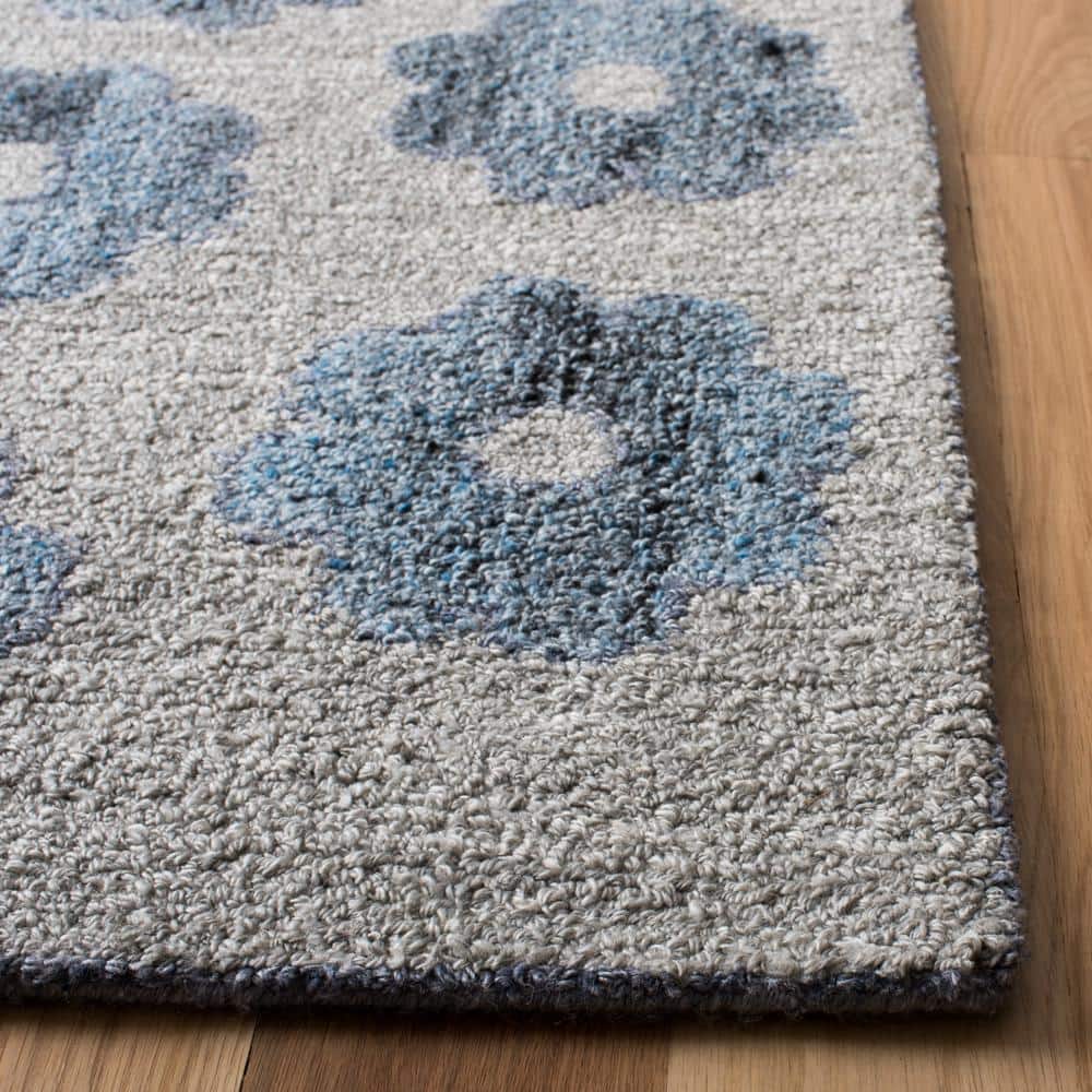 Handmade Abstract Gray Wool Non-Slip Area Rug 4' x 6'