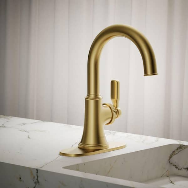 Paces Single Handle Single Hole Bathroom Faucet in Vibrant Brushed Moderne Brass