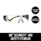 SecureFit 400 Black/Neon Green with Clear Anti-Fog Lenses Safety Glasses