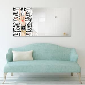 24 in. x 48 in. Loved Rectangle Framed Printed Tempered Art Glass Beveled Accent Mirror