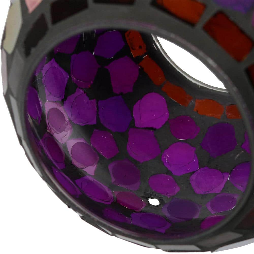 Iridescent Purple Mosaic Glass Hanging Bird Feeder, 6-Inch
