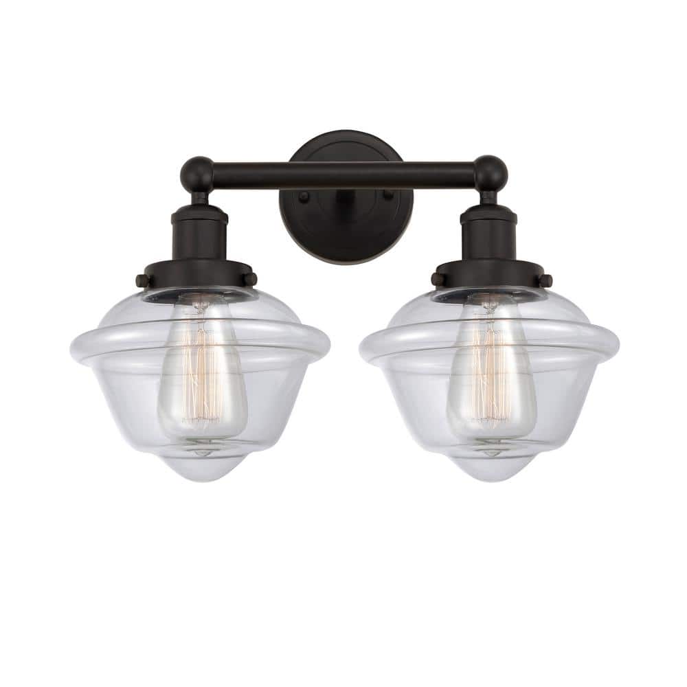 Oxford 15.5 in. 2 Light Oil Rubbed Bronze, Clear Vanity Light with Clear Glass Shade price history on PriceWatchPro