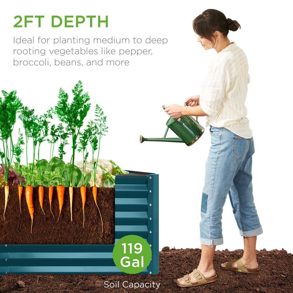 Peacock Blue 4x2x2ft Outdoor Metal Raised Garden Bed Planter Box