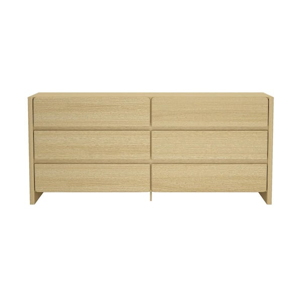 Manhattan Comfort Linda Natural Oak 6-Drawer 72 in. Wide Modern 