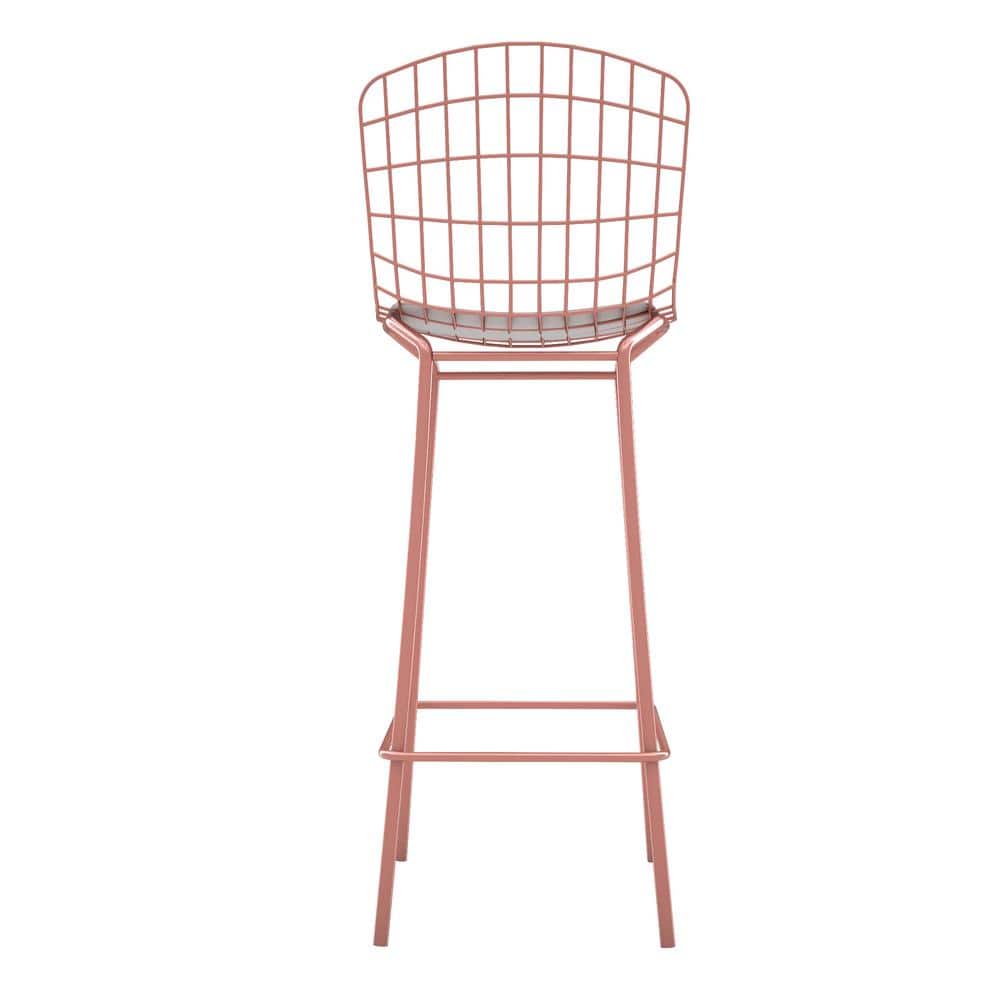 Madeline Rose Pink Gold and White Metal Leather Barstool 42"