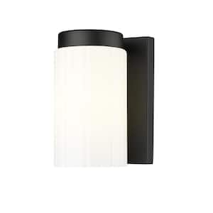 Burk 1-Light Matte Black Wall Sconce with Matte Opal Glass Shade