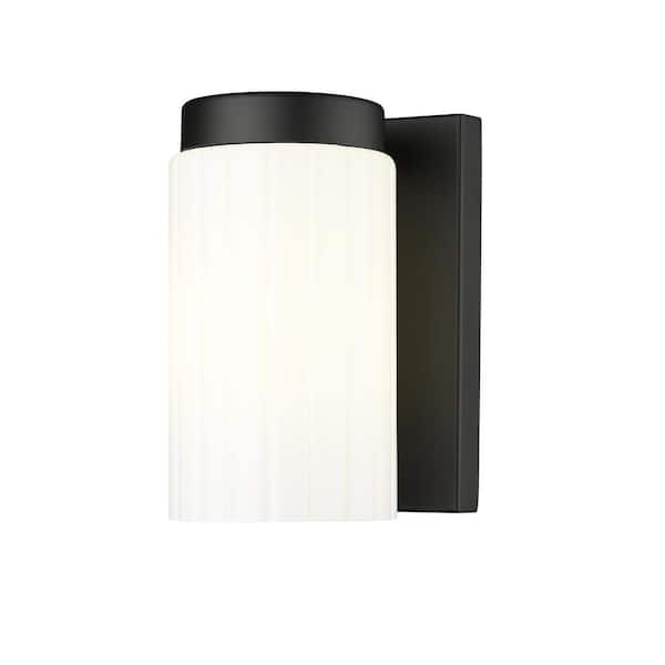 Filament Design Burk 1-Light Matte Black Wall Sconce with Matte Opal Glass Shade