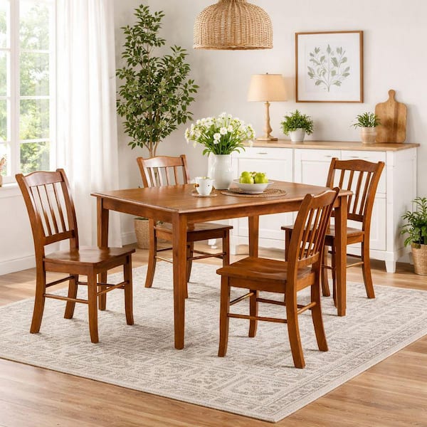 Shaker Rectangular Wood Top 5-Piece Dining Set in Walnut