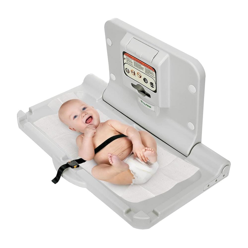 Wall-Mounted Gray Horizontal Foldable Baby Changing Station (2-Pack)