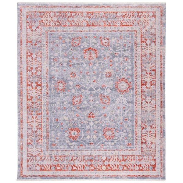 Hellenic 10 ft. x 13 ft. Gray/Rust Border Distressed Area Rug