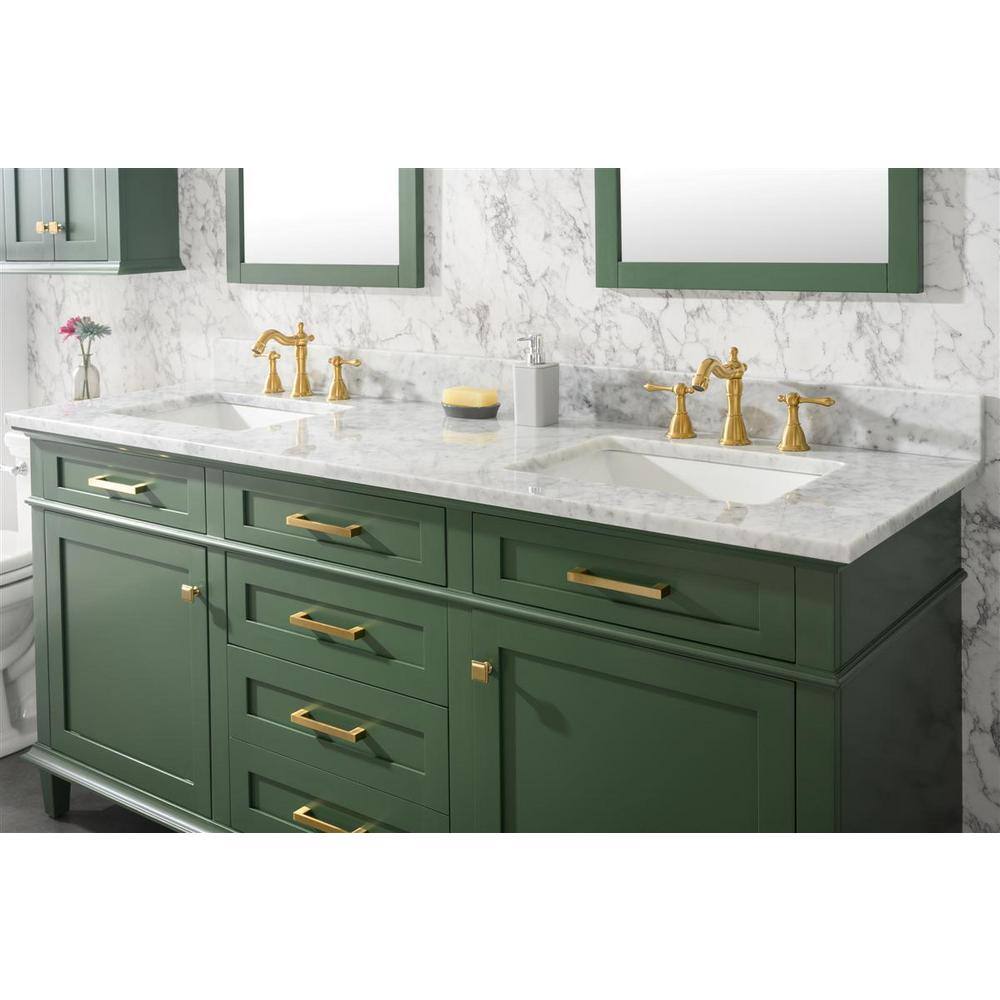 Vogue Green Double Sink 72" Vanity with Carrara Marble Top