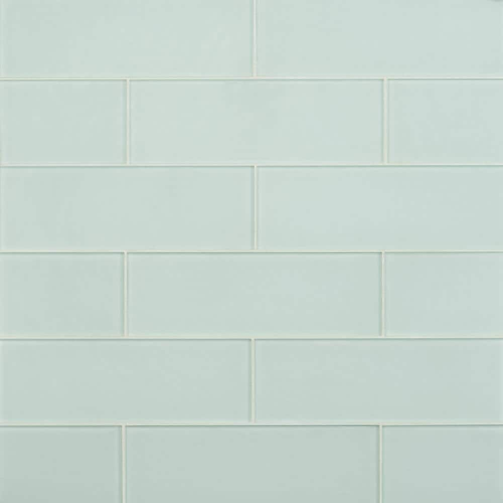 Ivy Hill Tile Contempo Seafoam 4 in. x .31 in. Frosted Glass Mosaic ...