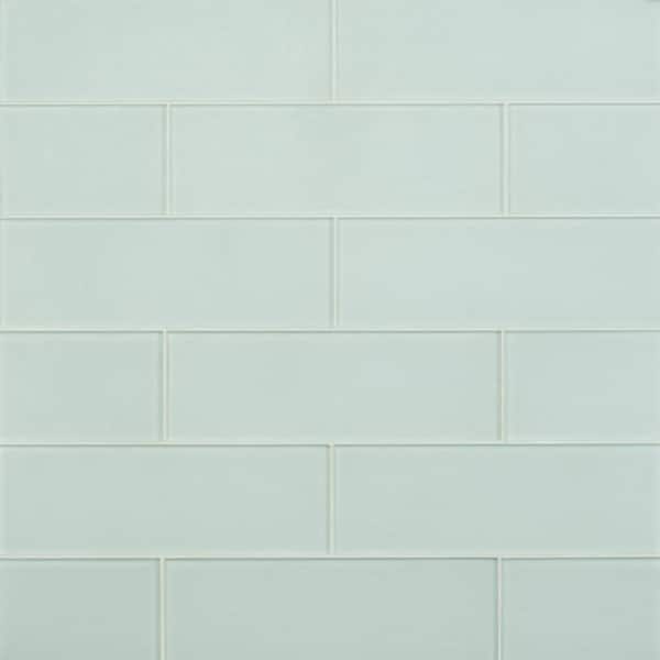 Ivy Hill Tile Contempo Seafoam 4 in. x .31 in. Frosted Glass Mosaic ...