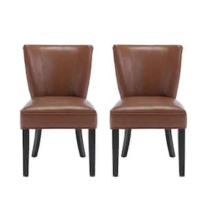 Edgemoor Market Cognac Brown Faux Leather Dining Chair (Set of 2)
