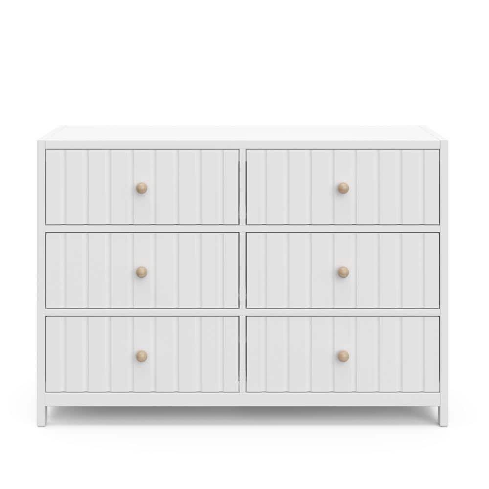 White Wood 6-Drawer Double Nursery Dresser