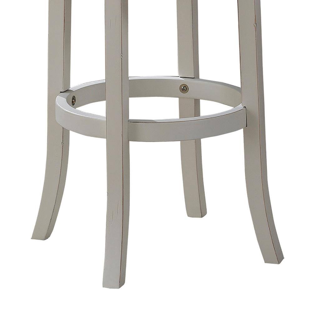 Transitional 26'' Swivel Backless Counter Stool in Antique White and Light Brown