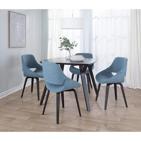 Lumisource Fabrico Blue Fabric and Black Wood Side Chair (Set of 2)