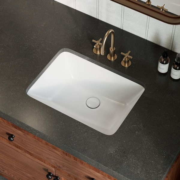 Los Flexi 20 in. Undermount Rectangular Bathroom Sink, Under Counter Lavatory Sink, With Overflow Hole In White Vitreous China