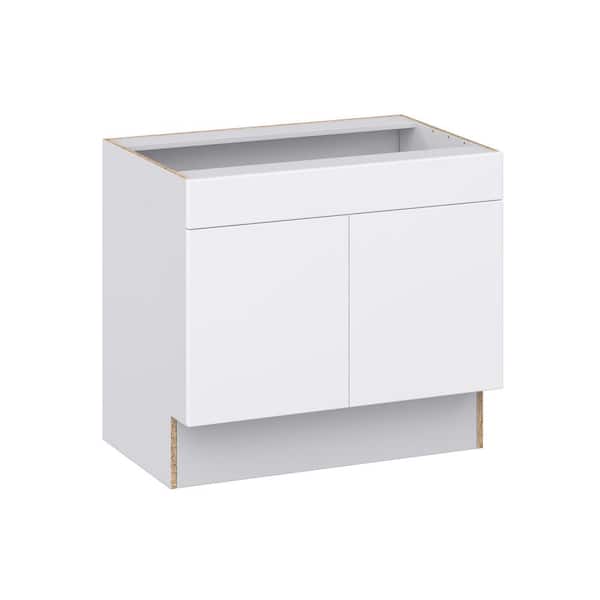 J COLLECTION Timberline 36 in. W x 23 in. D x 32.5 in. H Assembled Slab Accessible ADA Sink Base Kitchen Cabinet in Bright White