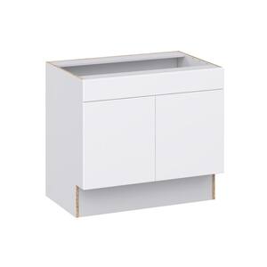 Fairhope Bright White Slab Assembled ADA Sink Base With Removable Front Cabinet (36 in. W x 32.5 in. H x 23.75 in. D)