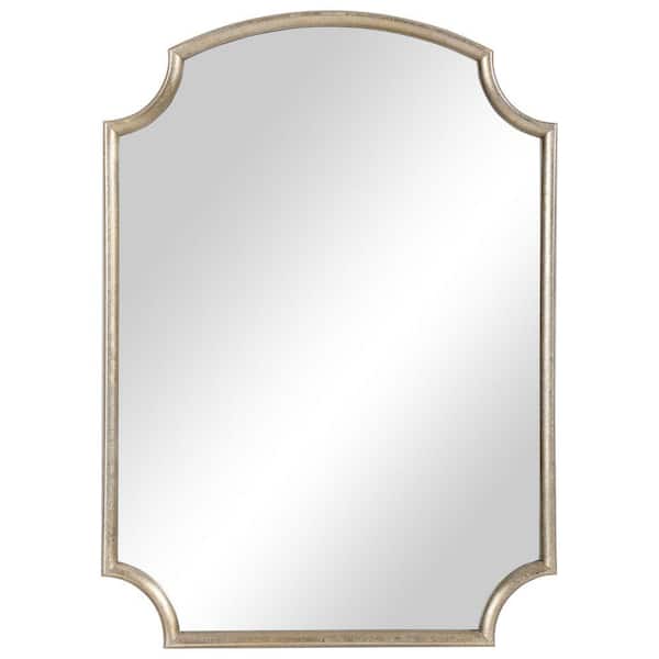 28 Inches Arched Top Accent Mirror with Concave Corners Gold