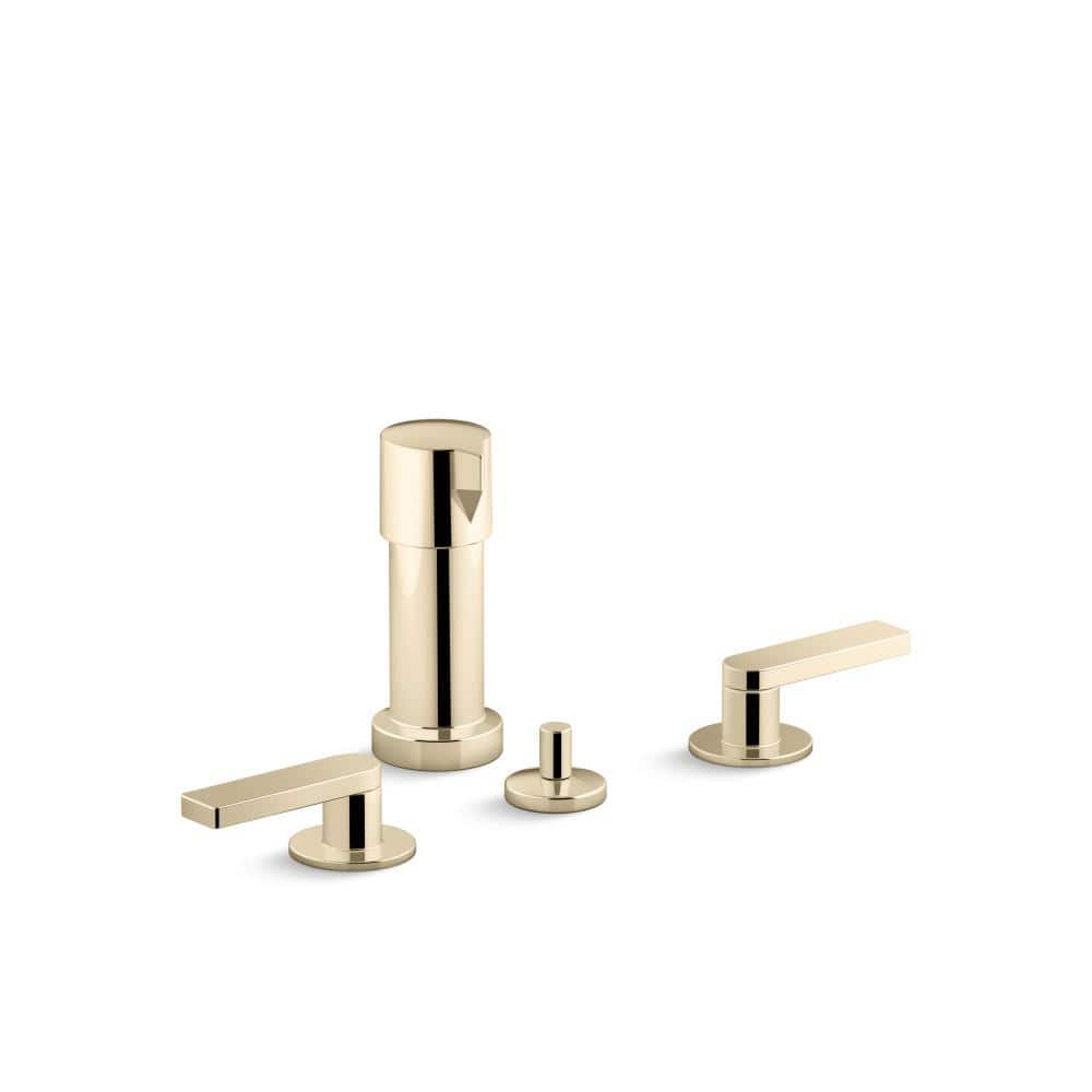 Kohler Composed Widespread 2 Handle Bidet Faucet With Lever Handles In Vibrant French Gold 73077 5241