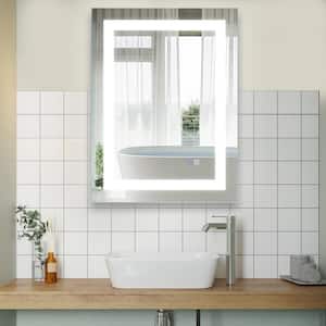 24 in. W x 32 in. H Frameless Rectangular LED Light Bathroom Vanity Mirror in Clear