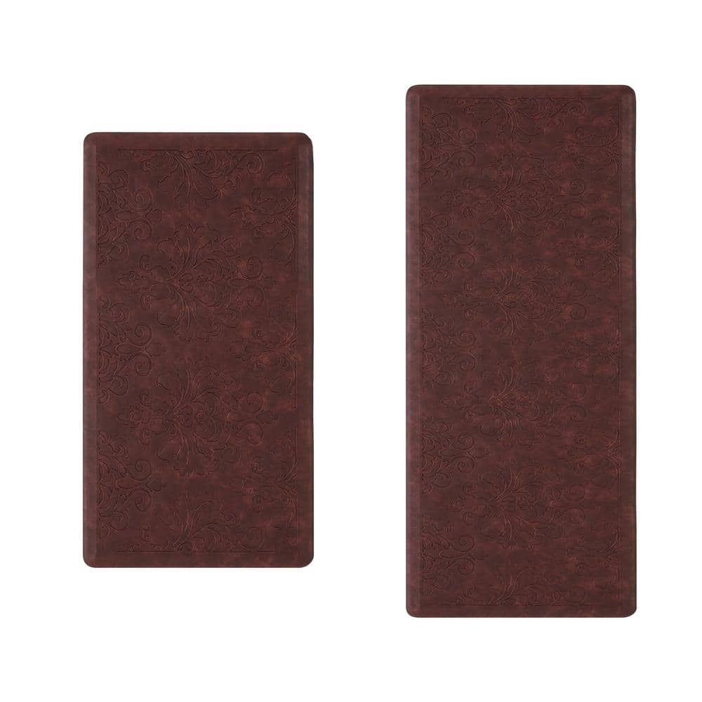 Marni Red Embossed Anti-Fatigue Kitchen Mat Set