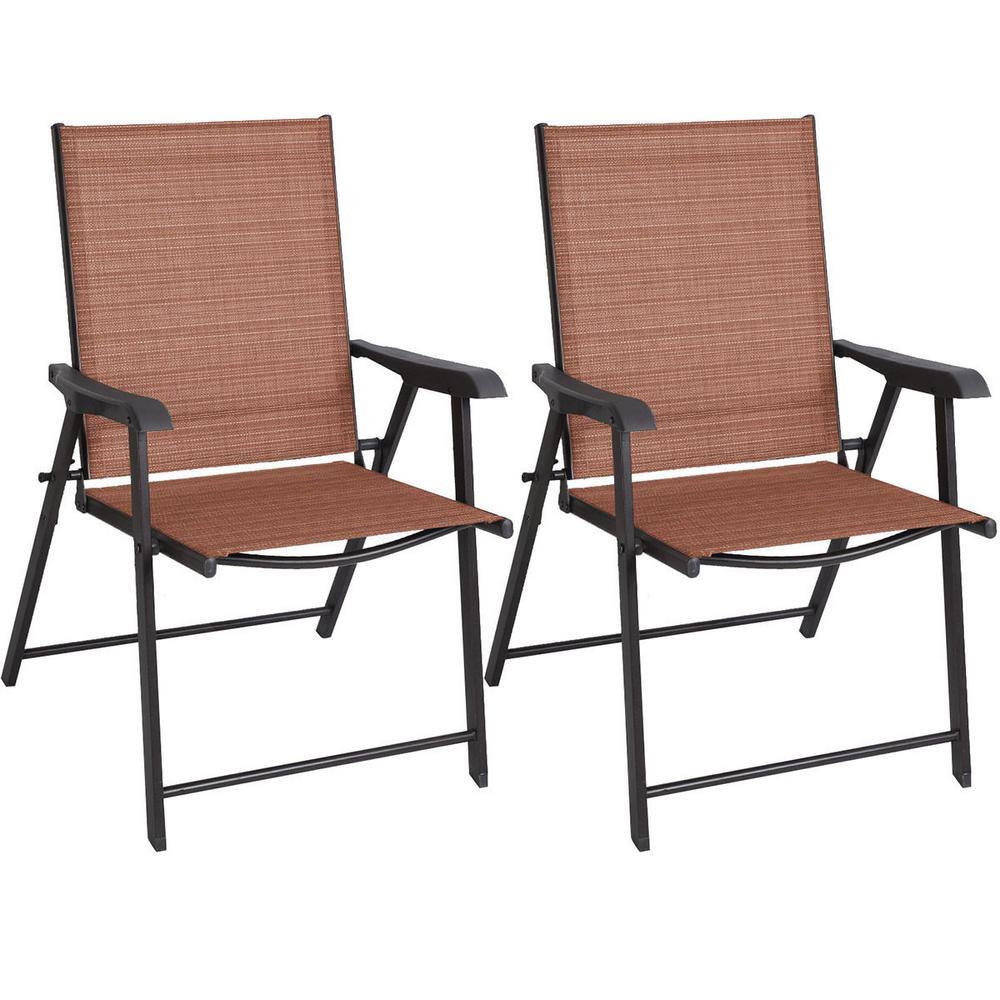 CASAINC Black Steel Outdoor Patio Folding Chair In Brick Red Set Of 2   Brick Red Casainc Folding Chairs Wfhw54418 64 1000 