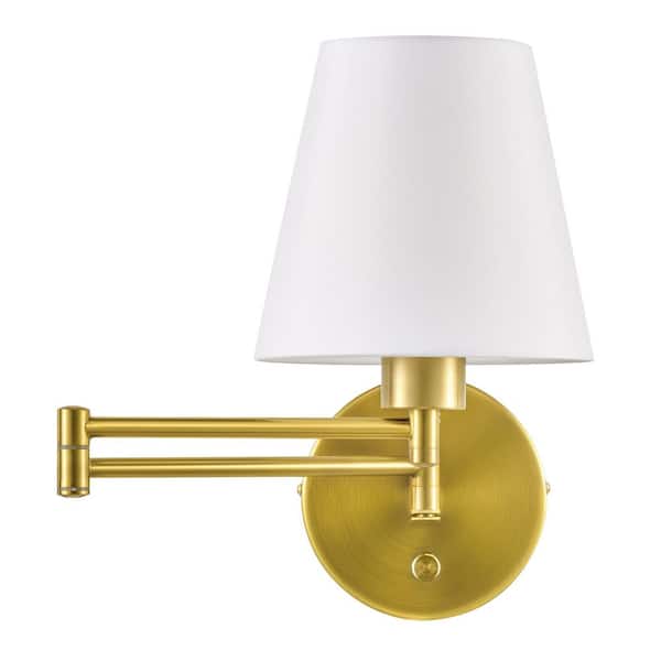 Merra Modern 1-Light Gold Plug-In/Hardwired Swing Arm Wall Lamp
