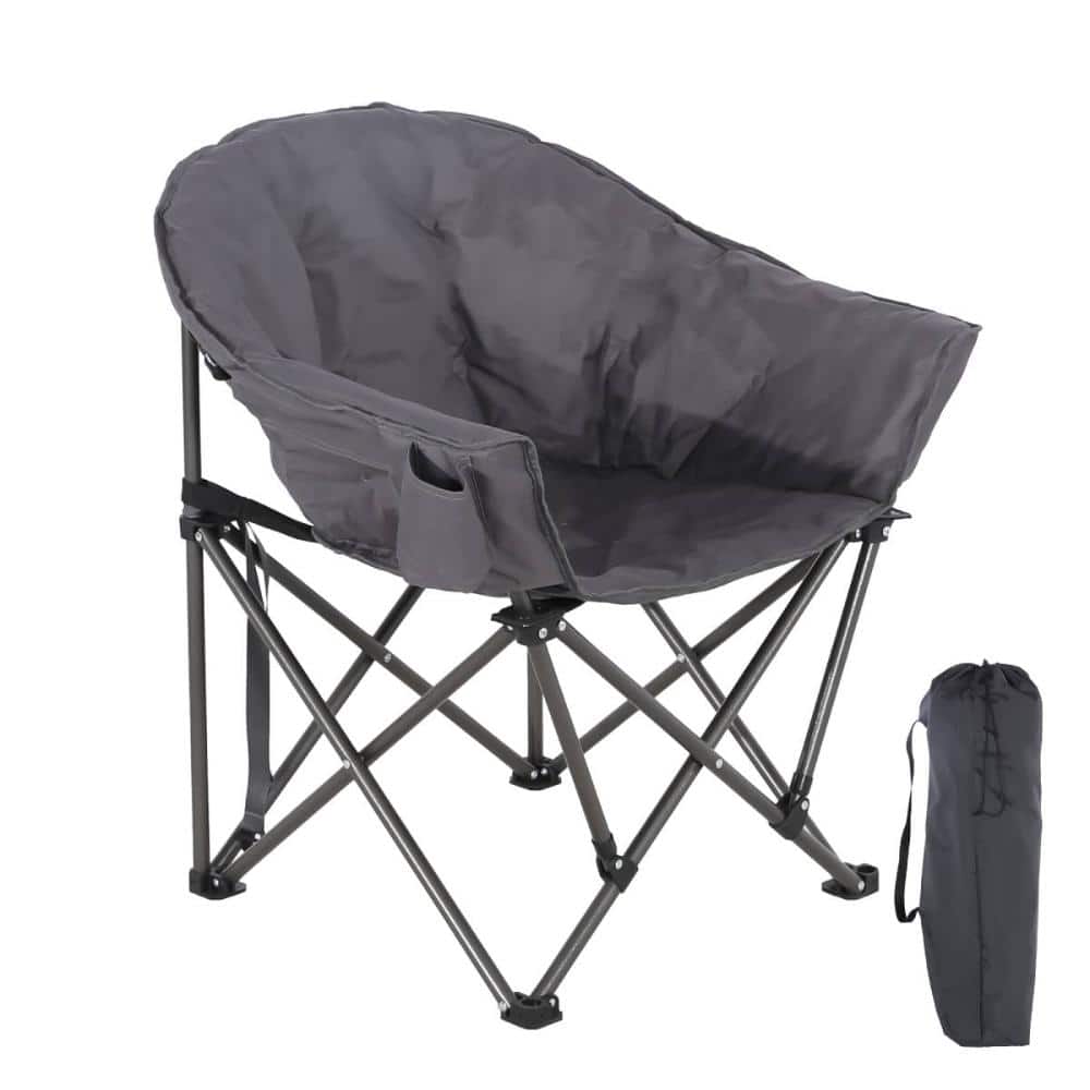 Outdoor Camping Chair for Adults, Portable Folding Moon Chair with Side Pocket Grey price history on PriceWatchPro
